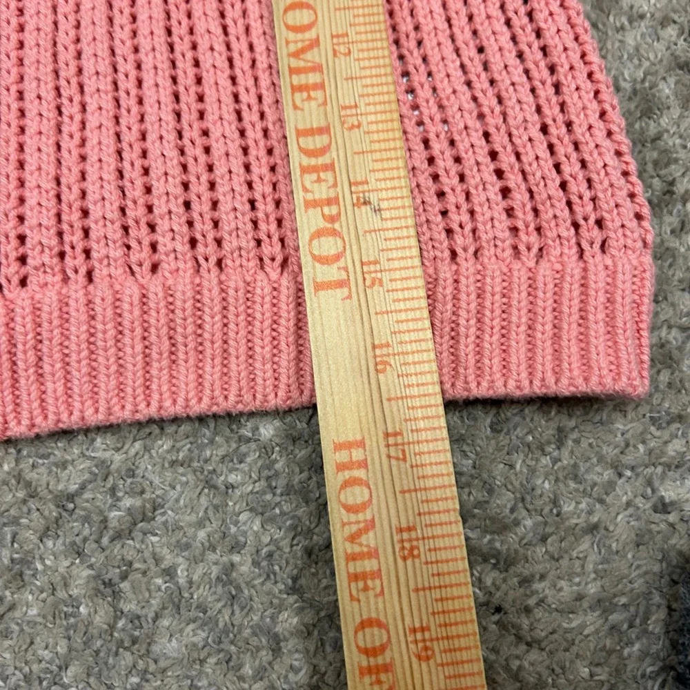 Levi's Sweater Vest Medium Pink Open Knit Crochet Cotton Sleeveless Baby Blue - Picture 3 of 8